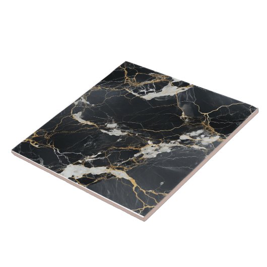 Chic Black & Gold Vein Marbella Tile Fliese (Seite)