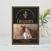 Chic Black Gold Veterinary School Foto Abschluss Ankündigung (Stehend Vorderseite)