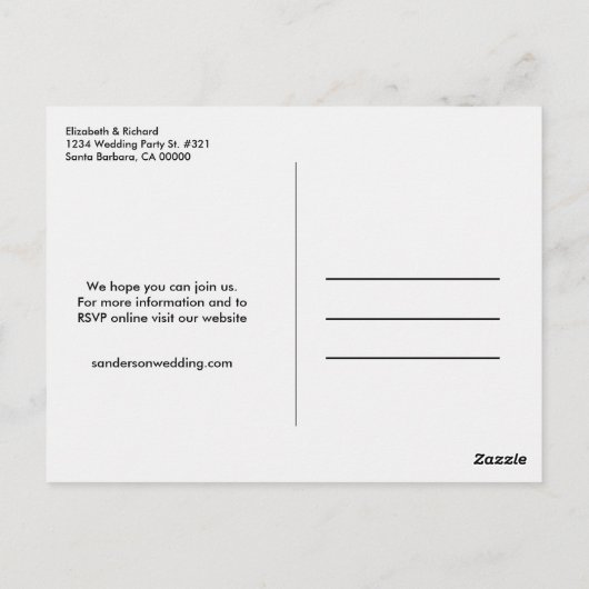 Chic Black Gold Wedding Einladung UAWG l Website Postkarte (Rückseite)