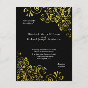 Chic Black Gold Wedding Einladung UAWG l Website Postkarte