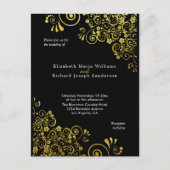Chic Black Gold Wedding Einladung UAWG l Website Postkarte (Vorderseite)