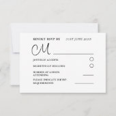 Chic Black & Gold Wedding RSVP Karte (Rückseite)
