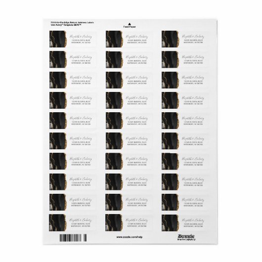 Chic Black Gold Wedding Rücksendeadresse (Vorne)