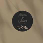 Chic Black & Gold Wedding Runder Aufkleber