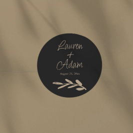 Chic Black & Gold Wedding Runder Aufkleber