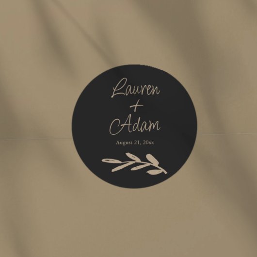 Chic Black & Gold Wedding Runder Aufkleber
