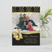Chic Black & Gold Weihnachtskarte Feiertagskarte (Stehend Vorderseite)