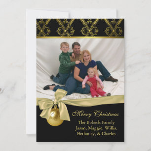Chic Black & Gold Weihnachtskarte Feiertagskarte