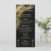 Chic Black & Gold Weihnachtsmenü mit Weihnachtsbau Menükarte (Stehend Vorderseite)