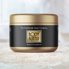 Chic Black, Gold, White Body Butter Jar label Wasserflaschenetikett