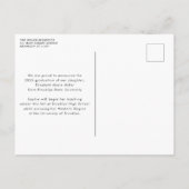 Chic Black Graduate Gold Glitzer Foto Abschluss Ankündigungspostkarte (Rückseite)