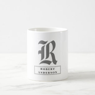 Chic Black, Gray and White Classic Monogram Kaffeetasse