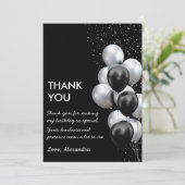 Chic Black Gray Balloon Dankeskarte (Stehend Vorderseite)