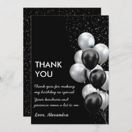 Chic Black Gray Balloon Dankeskarte