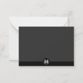 Chic Black Gray Geometric Modern Monogram Mitteilungskarte (Rückseite)