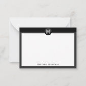 Chic Black Gray Geometric Modern Monogram Mitteilungskarte (Vorderseite)