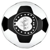Chic Black Gray Initial Monogram White Heart Fußball (Gedreht)