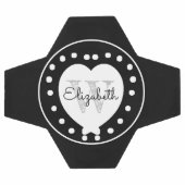 Chic Black Gray Initial Monogram White Heart Fußball (Flach)