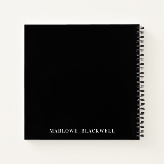 Chic Black Gray Monogram Calligraphy Notizblock (Rückseite)