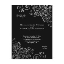 Chic black Gray Wedding Invitation RSVP l Website