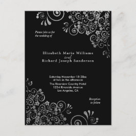 Chic black Gray Wedding Invitation RSVP l Website Postkarte