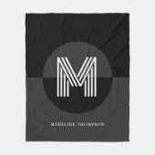 Chic Black Gray White Geometric Modern Monogram Fleecedecke (Vorderseite)
