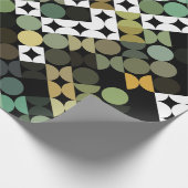 Chic Black Green Aquamarin Blue Circles Art Patter Geschenkpapier (Ecke)