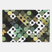 Chic Black Green Aquamarin Blue Circles Art Patter Geschenkpapier Set (Vorderseite)