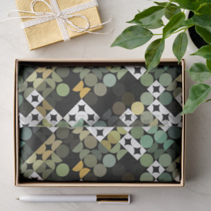 Chic Black Green Aquamarin Blue Circles Art Patter Seidenpapier