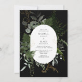 Chic Black Green Forest Wedding Einladung (Vorderseite)