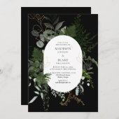 Chic Black Green Forest Wedding Einladung (Vorne/Hinten)