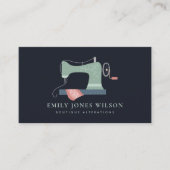 CHIC BLACK GREEN ORANGE PINK SEWMACHINE TAILOR VISITENKARTE (Vorderseite)