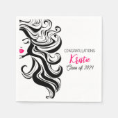 Chic Black Hair Stylist Graduation Party Retro Serviette (Vorderseite)