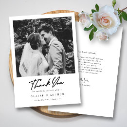 Chic Black Hand Letter Signature Wedding Foto Dankeskarte
