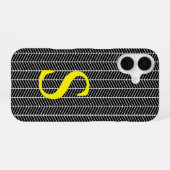 Chic Black Herringbone Zickzack Zig Zag Monogram iPhone 16 Hülle (Rückseite (Horizontal))