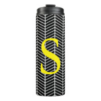 Chic Black Herringbone Zickzack Zig Zag Monogram