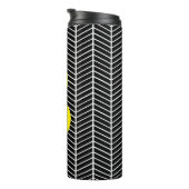 Chic Black Herringbone Zickzack Zig Zag Monogram Thermosbecher (Nach rechts gedreht)