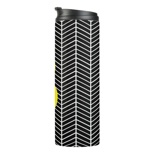 Chic Black Herringbone Zickzack Zig Zag Monogram Thermosbecher (Nach rechts gedreht)