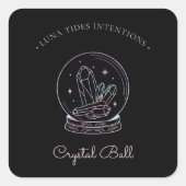 Chic Black Holographic Intention Candles Label Quadratischer Aufkleber (Vorderseite)