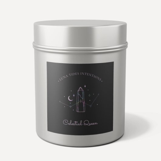 Chic Black Holographic Intention Candles Label Quadratischer Aufkleber