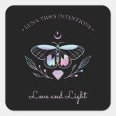 Chic Black Holographic Intention Candles Label Quadratischer Aufkleber (Vorderseite)