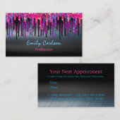 Chic Black Hot Pink Blue Tropfens Terminkarte (Vorne/Hinten)