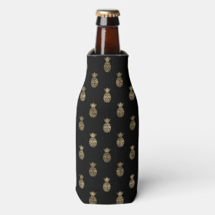 Chic Black Imitats Gold Ananas Muster Flaschenkühler