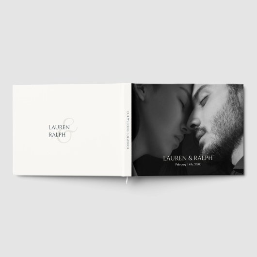 Chic Black & Ivory Couple Monogram Gästebuch (Voll)