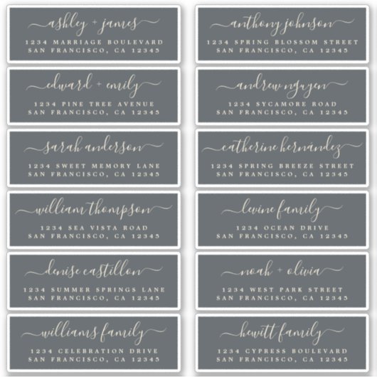 Chic Black Ivory Wedding Guest Address Labels (Vorderseite)