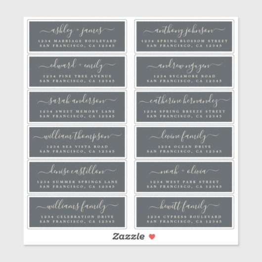 Chic Black Ivory Wedding Guest Address Labels (Blatt)