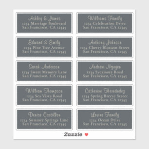 Chic Black Ivory Wedding Guest Address Labels