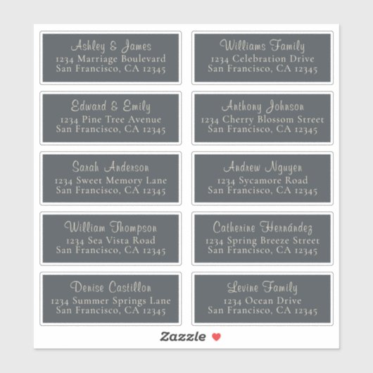 Chic Black Ivory Wedding Guest Address Labels (Blatt)