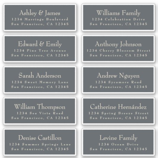 Chic Black Ivory Wedding Guest Address Labels (Vorderseite)