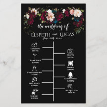 Chic Black, Jewel Toned Wedding Timeline Programm